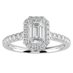 Bague de fiançailles halo de diamants naturels 1CT GH-I1 pour femmes en or blanc 14 carats, taille 6