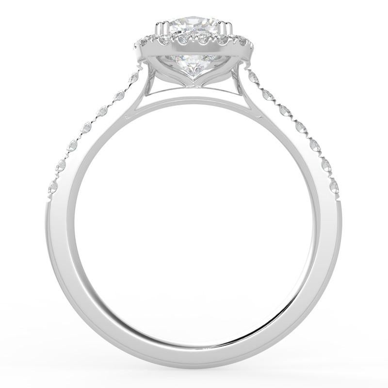 Taille carrée Bague de fiançailles halo de diamants naturels 1CT GH-I1 pour femmes en or blanc 14 carats, taille 7 en vente