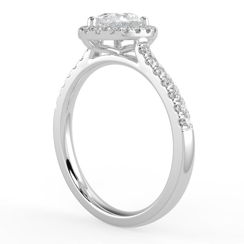 Artist 1CT GH-I1 Natural Diamond Halo Engagement Ring for Women 14K White Gold, Size 8 For Sale