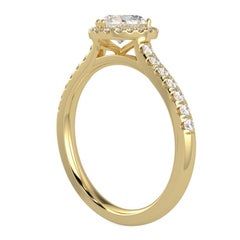 1CT Heart Cut GH-I1 Natural Diamond Halo Engagement Ring 14K Yellow Gold