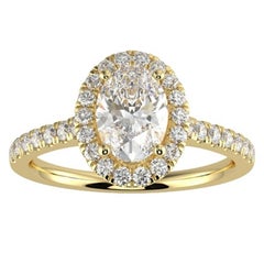 1CT GH-I1 Natural Diamond Halo Engagement Ring for Women 14K Yellow Gold, Size 5