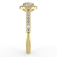 1CT Round Cut GH-I1 Natural Diamond Halo Engagement Ring 14K Yellow Gold