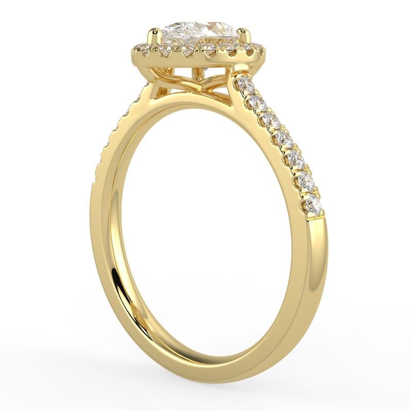 Artist 1CT GH-I1 Natural Diamond Halo Engagement Ring for Women 14K Yellow Gold, Size 8 For Sale