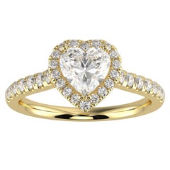 1CT GH-I1 Natural Diamond Halo Engagement Ring for Women 14K Yellow Gold, Size 8