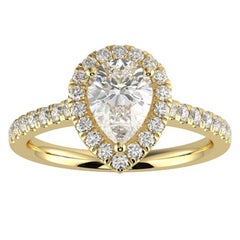1CT GH-I1 Natural Diamond Halo Engagement Ring for Women 14K Yellow Gold, Size 8
