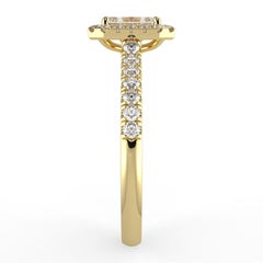 1CT Emerald Cut GH-I1 Natural Diamond Halo Engagement Ring 14K Yellow Gold