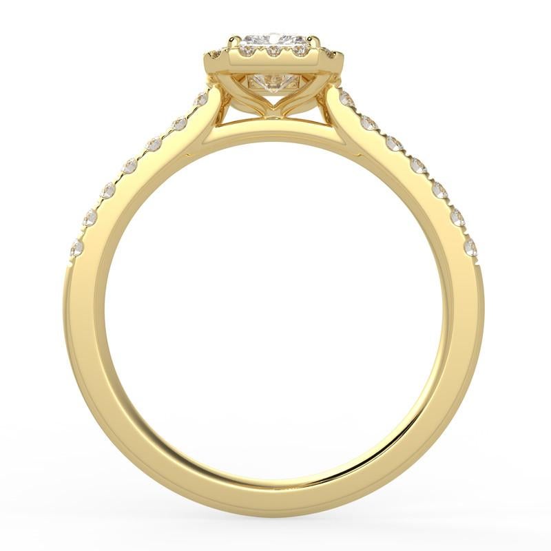 Artist 1CT GH-I1 Natural Diamond Halo Engagement Ring for Women 14K Yellow Gold, Size 9 For Sale