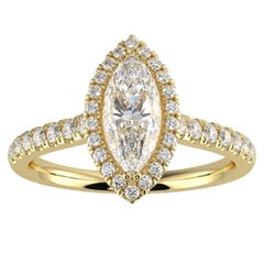 1CT GH-I1 Natural Diamond Halo Engagement Ring for Women 14K Yellow Gold, Size 9