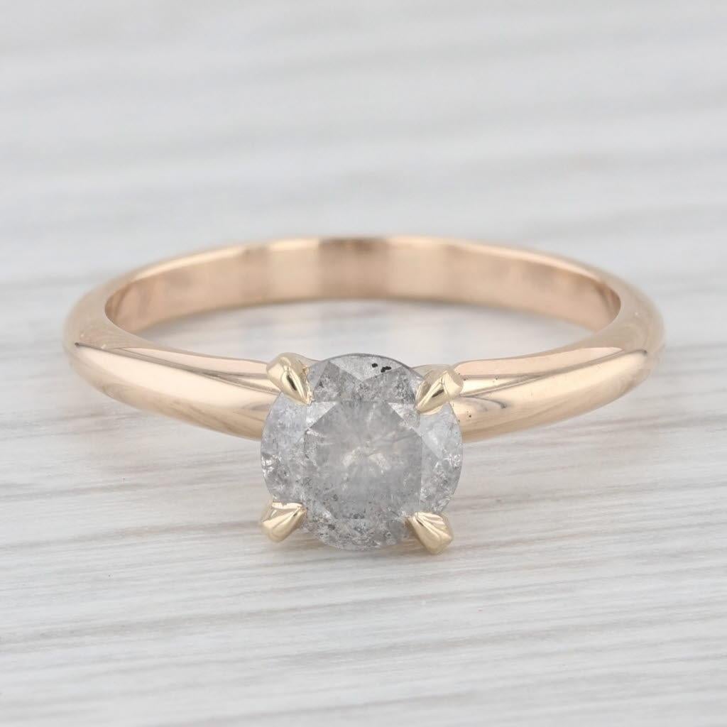 1ct Gray Galaxy Diamant Solitär Verlobungsring 14k Gelbgold Größe 5.75 (Rundschliff) im Angebot