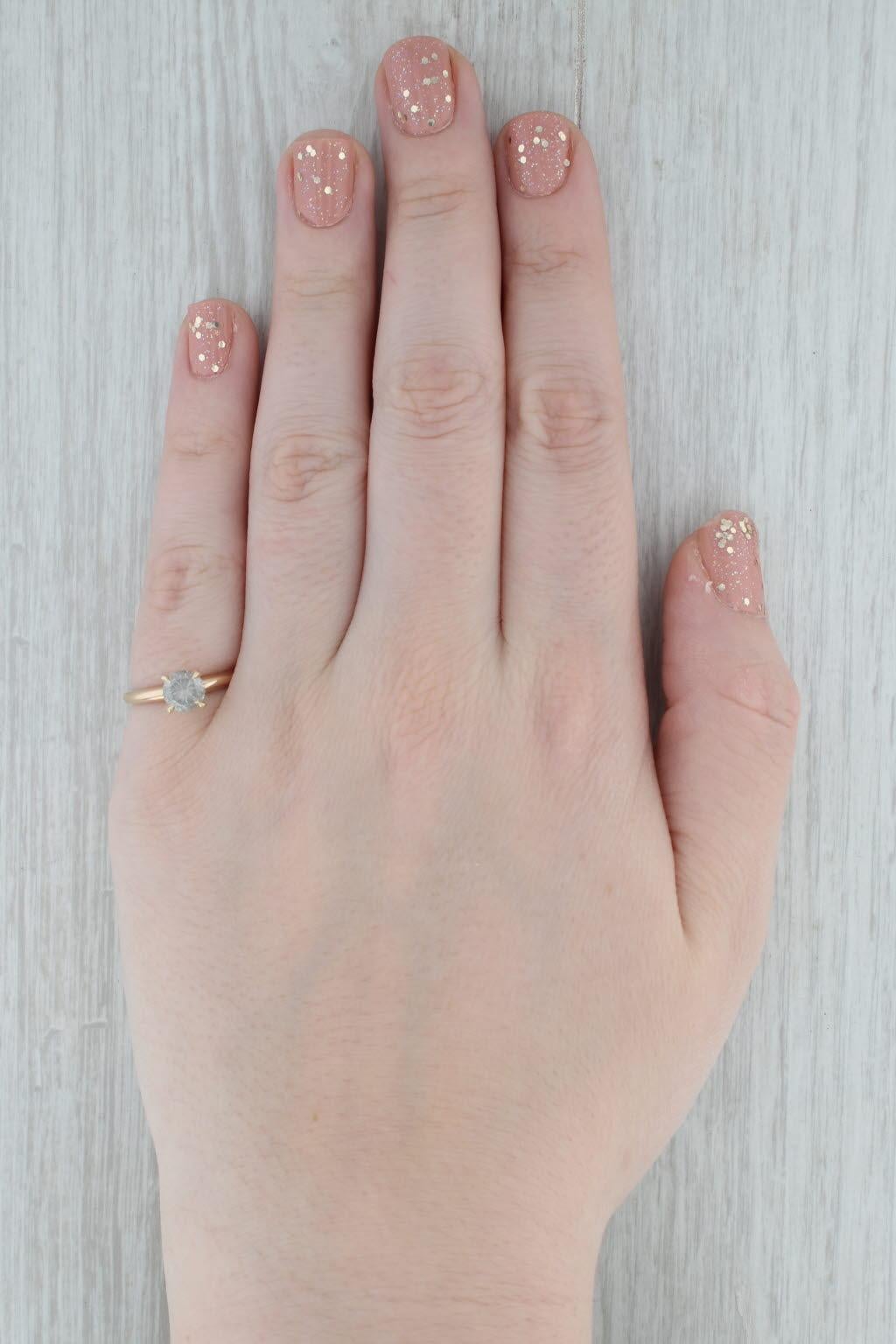 1ct Gray Galaxy Diamant Solitär Verlobungsring 14k Gelbgold Größe 5.75 im Angebot 2