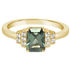 Ring aus grünem Saphir und Diamanten, 1ct
