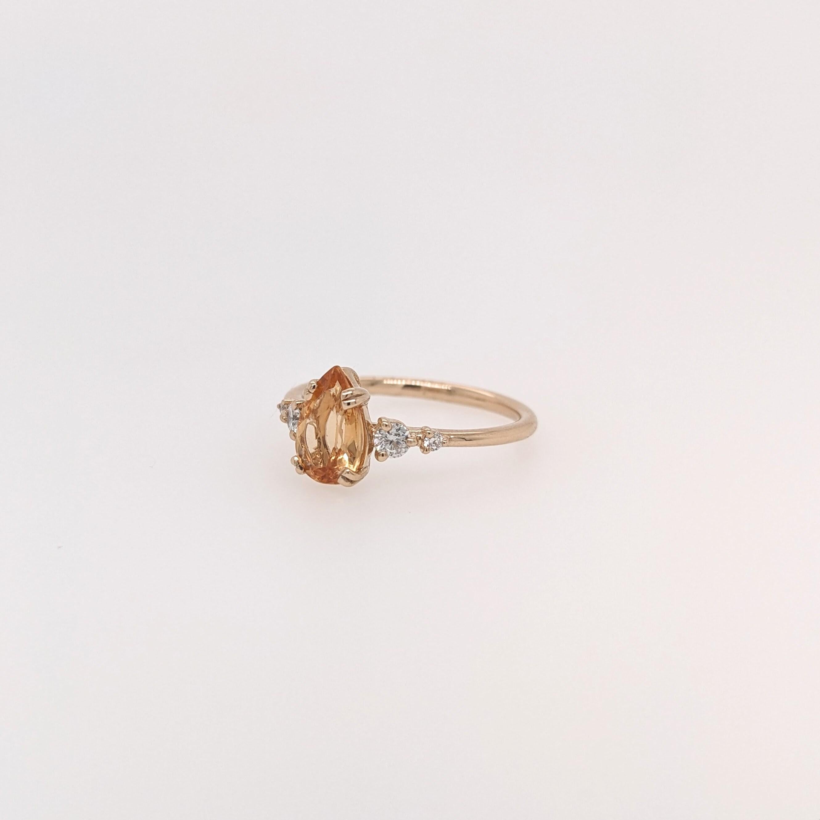A sweet minimalist ring design featuring a peachy golden Imperial topaz in solid 14k white gold. A lovely golden sparkle to add to your daily outfit!

Specifications:

Item Type: Ring
Center Stone: Imperial Topaz
Treatment: Heated
Weight: