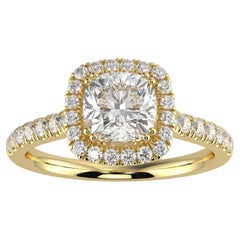 1CT Lab Diamond F-G Color VS Clarity Cushion Shape Halo Stunning Engagement Ring