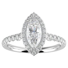 1CT Lab Diamond F-G Color VS Clarity Marquise Shape Halo Engagement Ring