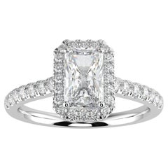 1CT Lab Diamond F-G Color VS Clarity Radiant Shape Halo Stunning Engagement Ring
