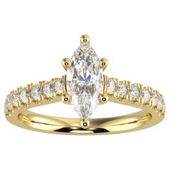Used 1CT Lab Grown Diamond F-G Color VS Clarity Marquise Shape Slim Shank Halo Ring