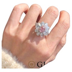 1ct Light Pink Diamond Ring in 18k White Gold with 2.80ct Diamond Halo