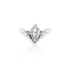 Diamante talla marquesa de 1 ct Cola de cocodrilo en V profunda engastado en oro blanco de 18 ct