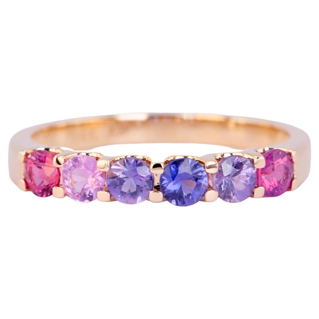 1ct Mixed Pink Purple Sapphire Stacking Band 14K Gold at 1stDibs