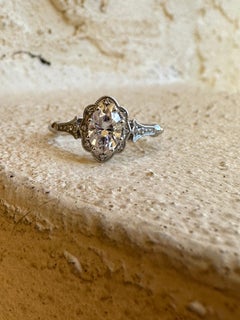 1ct Moissanite Diamond ring 14KT diamond engagement ring vintage hand engraved