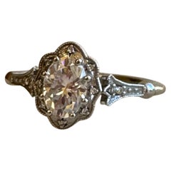 1ct Moissanite Diamond ring 14KT diamond engagement ring vintage hand engraved