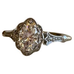 1ct Moissanite Diamond ring 14KT diamond engagement ring Used hand engraved