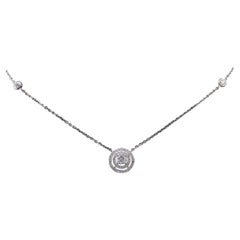 1Ct Moissanite Solitaire Double Halo Pendant Necklace 925 Sterling Silver Gift.