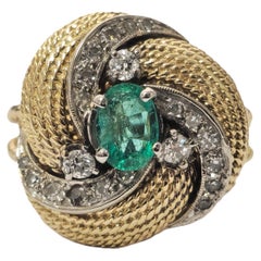 1ct Natural Colombian Emerald & Diamond Ring in 18K Gold