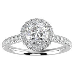 1ct Natural Diamond G-H Color I1 Clarity Perfect Round Shape Halo Fashion Ring