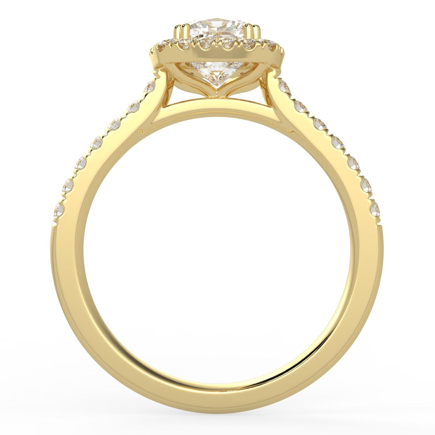 Taille coussin Bague en forme de halo avec un diamant naturel de 1ct, couleur G-H, pureté SI, taille coussin parfaite en vente