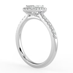 1ct Natural Diamond G-H Color SI Clarity Perfect Design Emerald Shape Halo Ring