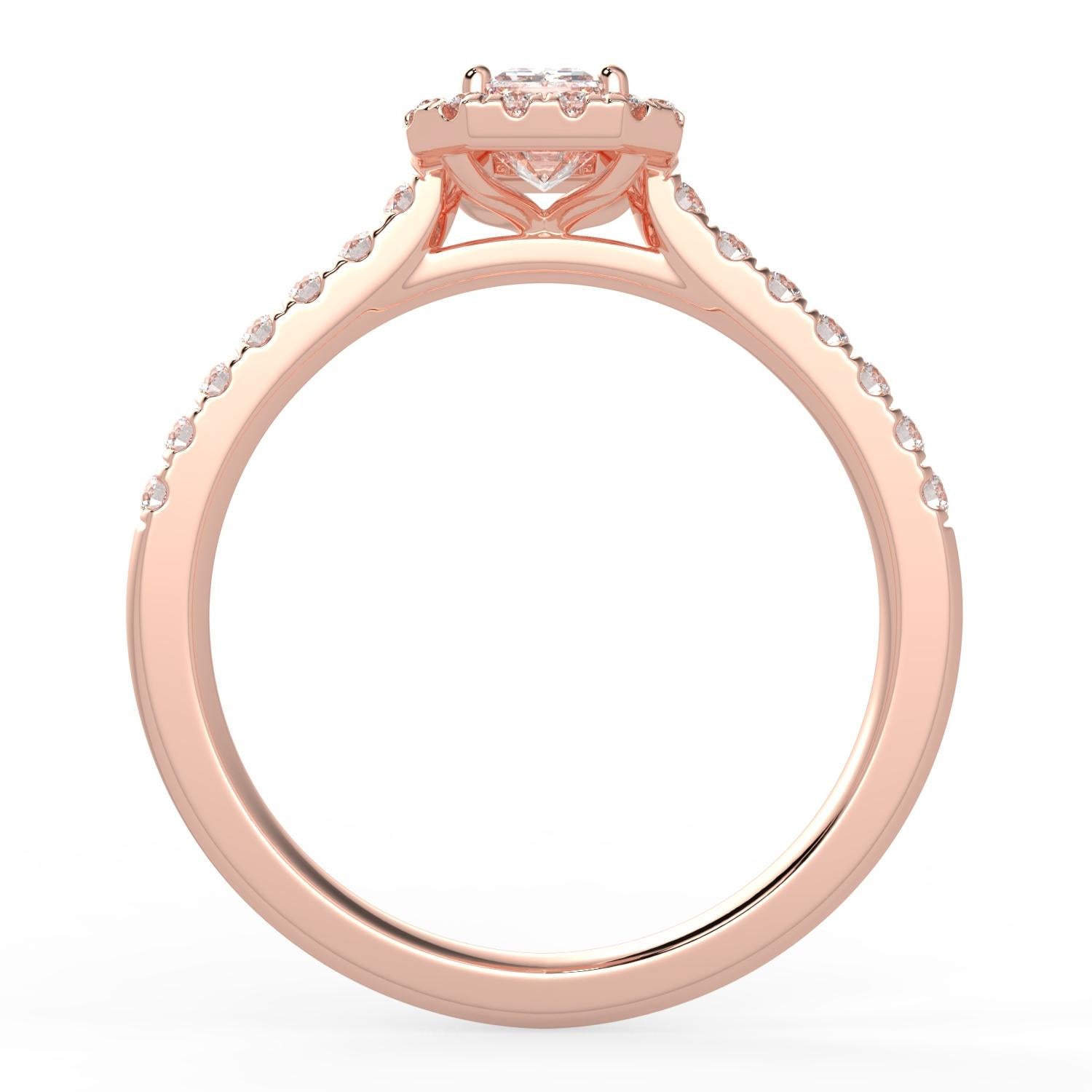 Taille émeraude Bague halo en forme d'émeraude, design parfait, diamant naturel de 1 carat, couleur G-H, pureté SI en vente