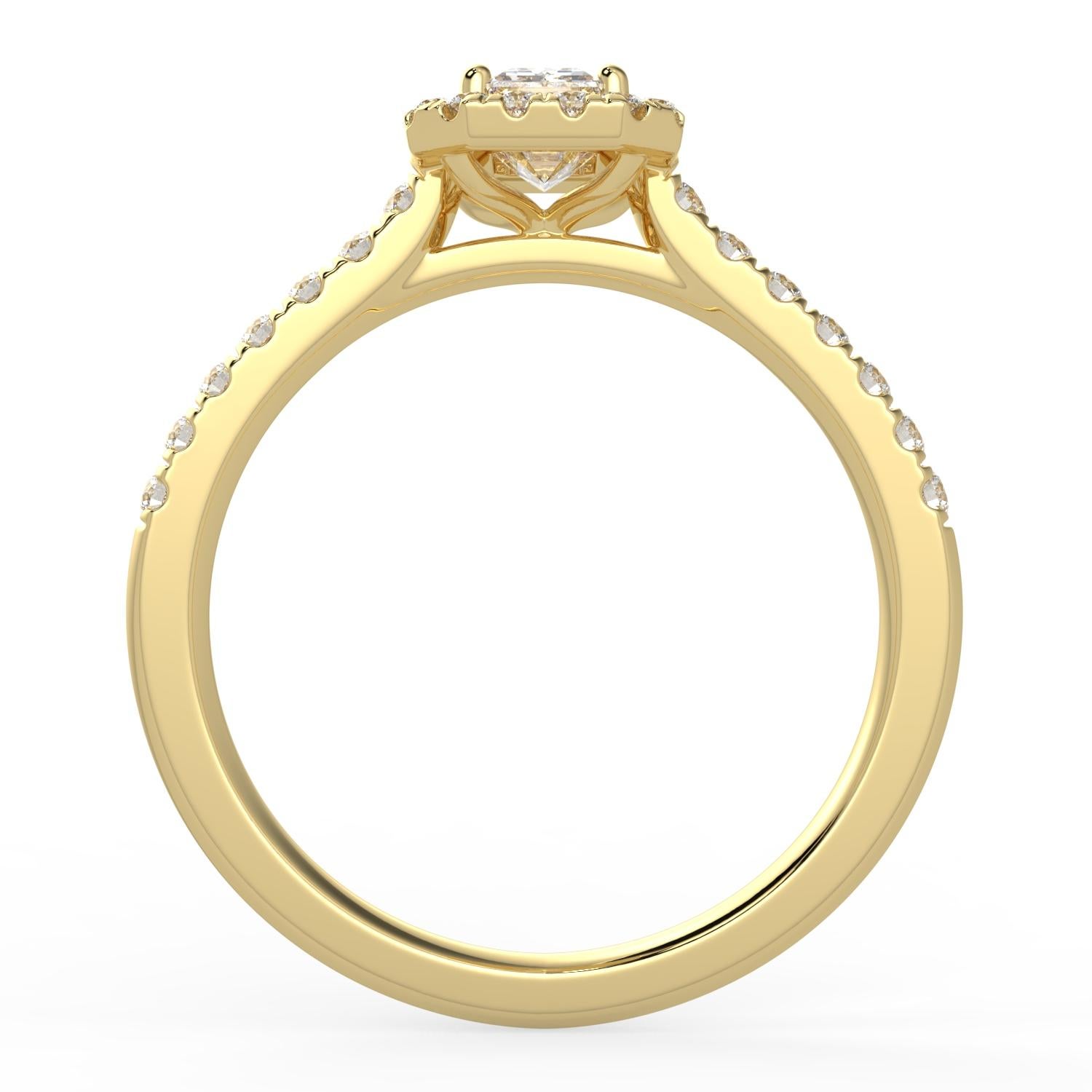 Bague halo en forme d'émeraude, design parfait, diamant naturel de 1 carat, couleur G-H, pureté SI Neuf - En vente à Los Angeles, CA