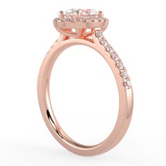 1ct Natural Diamond G-H Color SI Clarity Perfect Design Oval Shape Halo Ring