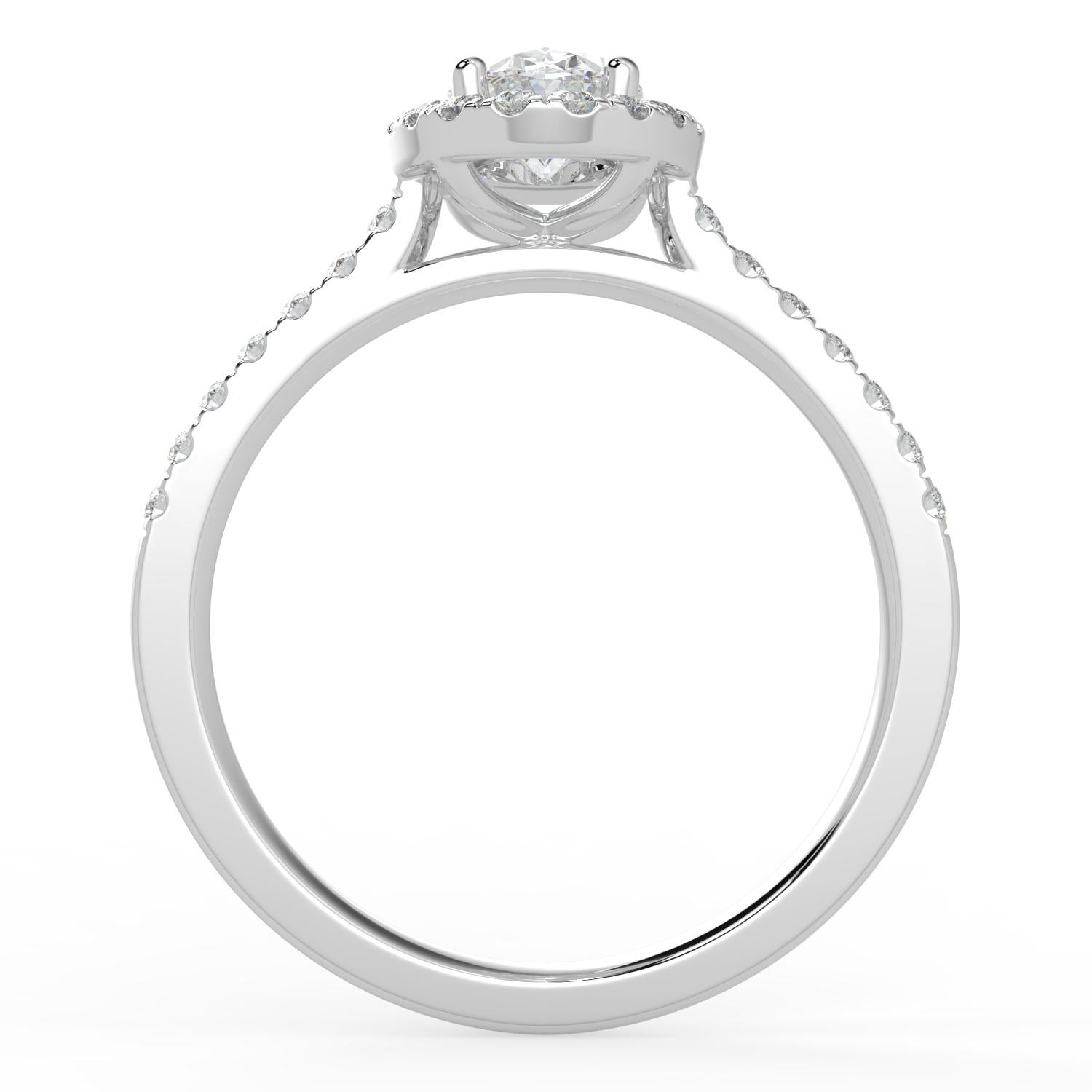 1 Karat natürlicher Diamant G-H Farbe SI Reinheit Perfect Design Oval Form Halo Ring (Ovalschliff) im Angebot