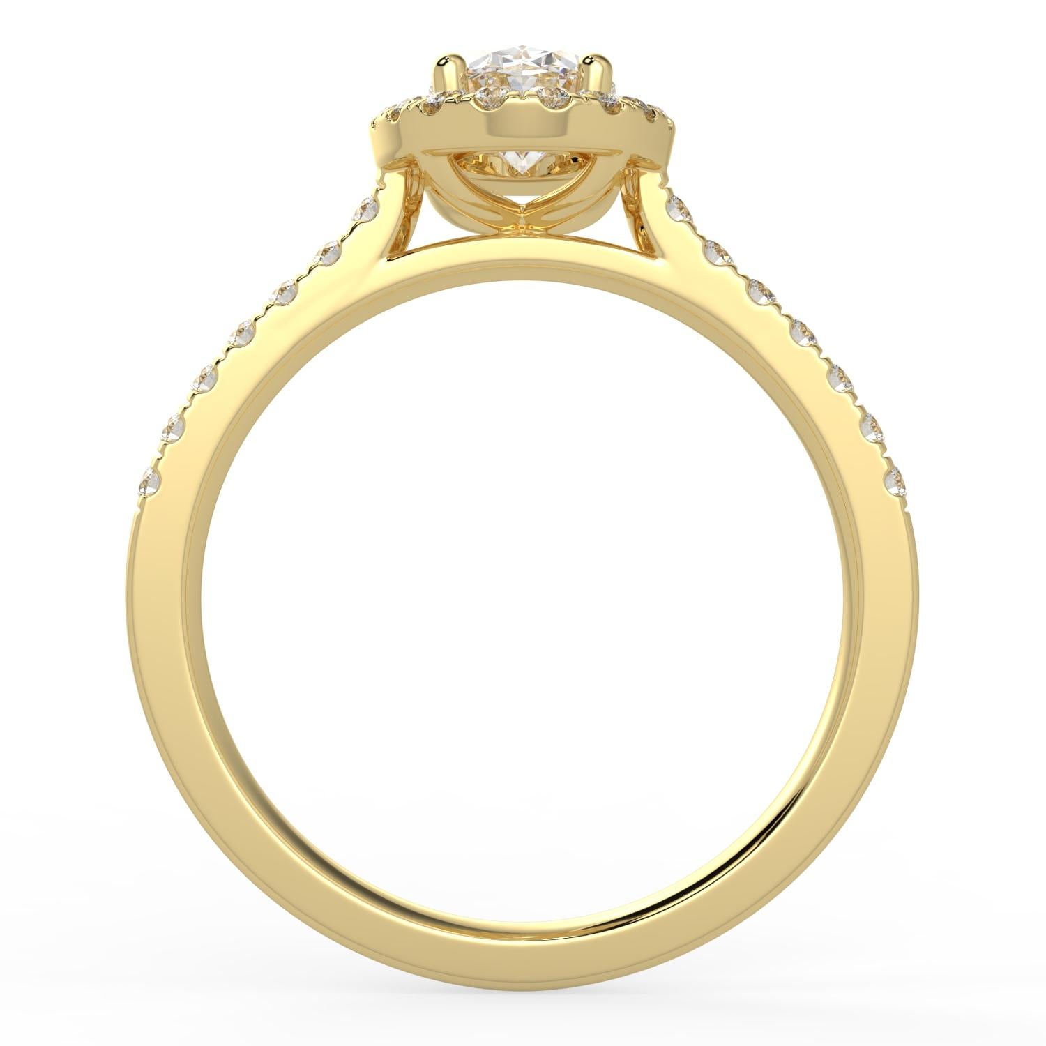 Taille ovale 1ct Diamant naturel de couleur G-H et de pureté SI Bague halo de forme ovale au design parfait en vente