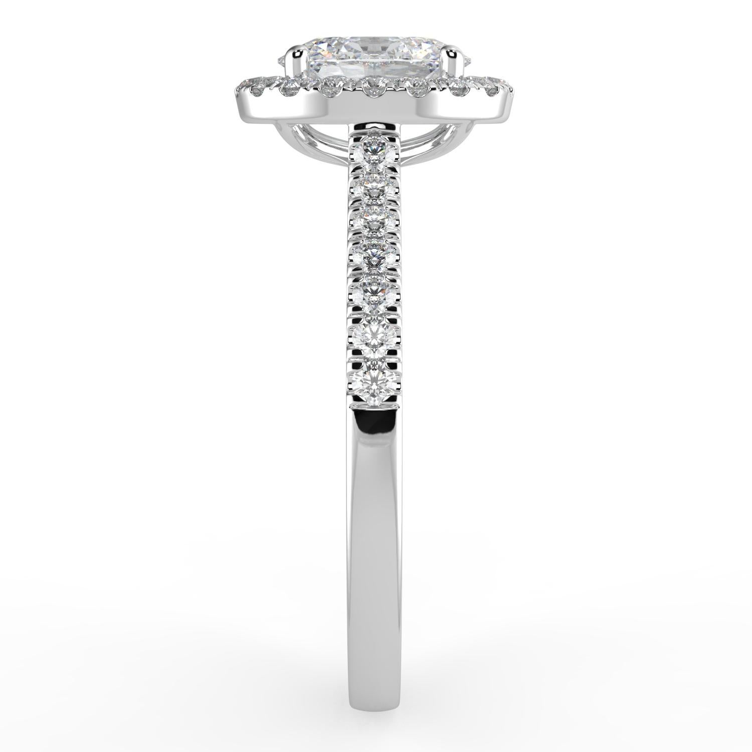 1 Karat natürlicher Diamant G-H Farbe SI Reinheit Perfect Design Oval Form Halo Ring im Zustand „Neu“ im Angebot in Los Angeles, CA