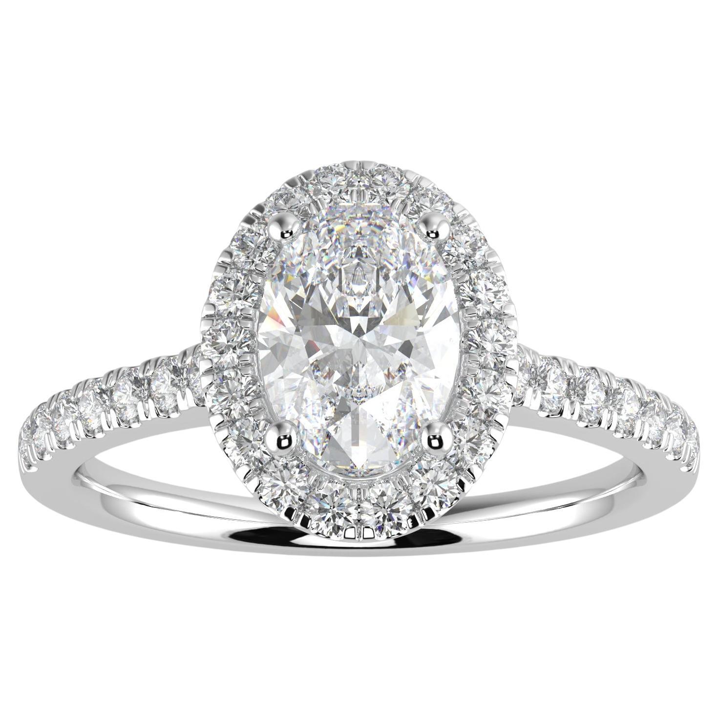 1 Karat natürlicher Diamant G-H Farbe SI Reinheit Perfect Design Oval Form Halo Ring im Angebot