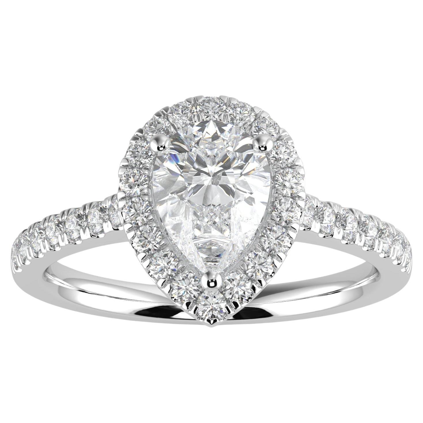 1ct Natural Diamond G-H Color SI Clarity Perfect Design Pear Shape Halo Fashion For Sale