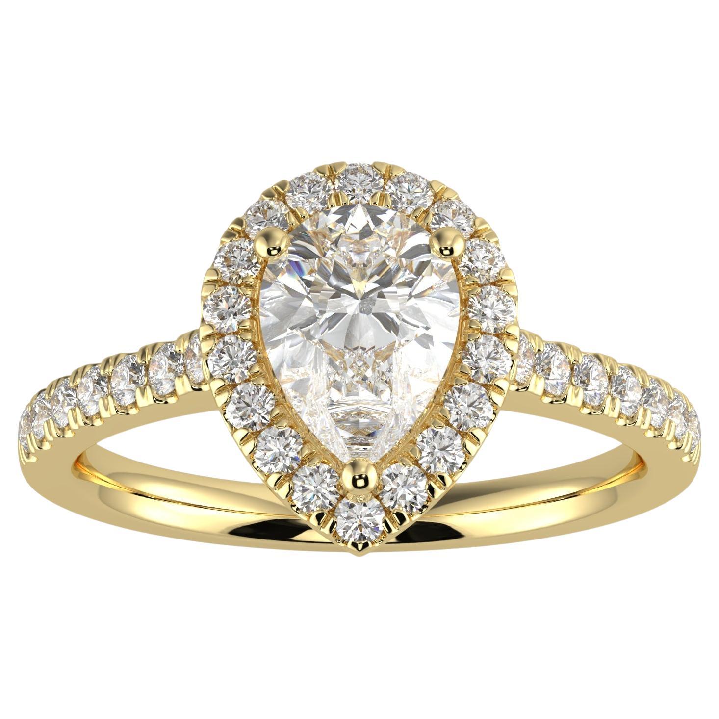 Diamant naturel de 1 carat, couleur G-H, pureté SI, design parfait en forme de poire Halo Fashion  en vente