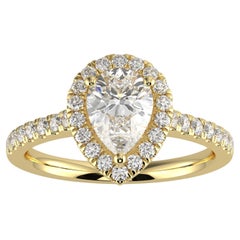 Diamant naturel de 1 carat, couleur G-H, pureté SI, design parfait en forme de poire Halo Fashion 
