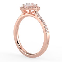 1ct Natural Diamond G-H Color SI Clarity Perfect Design Pear Shape Halo Ring