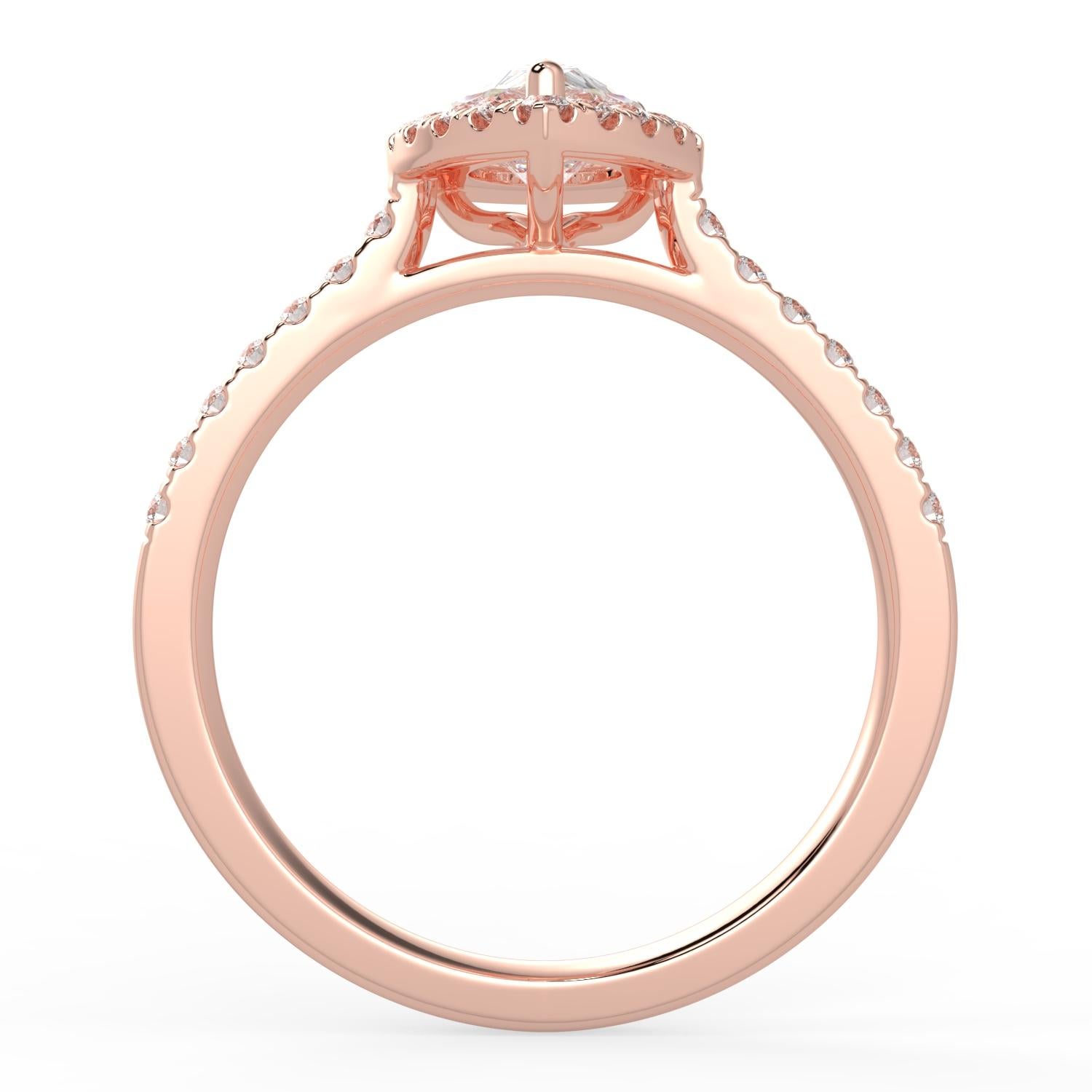 1 Karat natürlicher Diamant G-H Farbe SI Reinheit Perfect Design Birnenform Halo Ring (Tropfenschliff) im Angebot