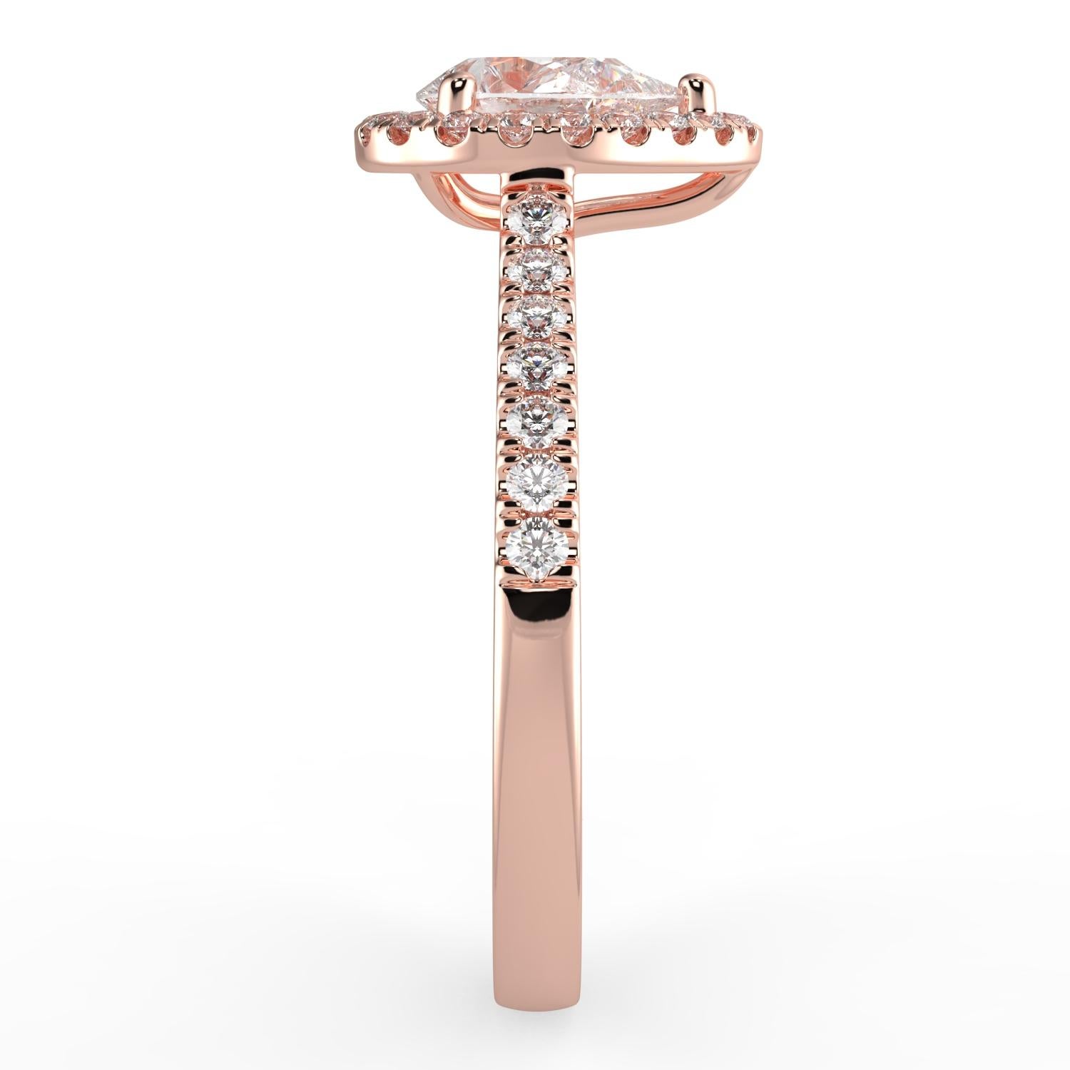1 Karat natürlicher Diamant G-H Farbe SI Reinheit Perfect Design Birnenform Halo Ring im Zustand „Neu“ im Angebot in Los Angeles, CA