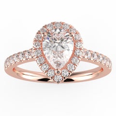 1 Karat natürlicher Diamant G-H Farbe SI Reinheit Perfect Design Birnenform Halo Ring
