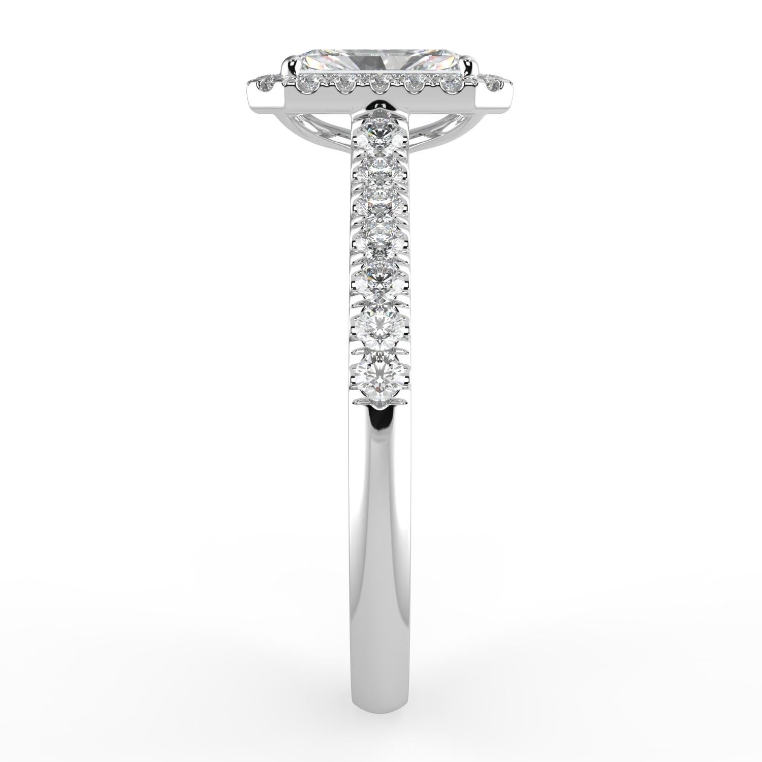 1ct Diamant naturel G-H Color SI Clarity Perfect Design Radiant Shape Halo Ring (bague de halo de forme rayonnante) Neuf - En vente à Los Angeles, CA