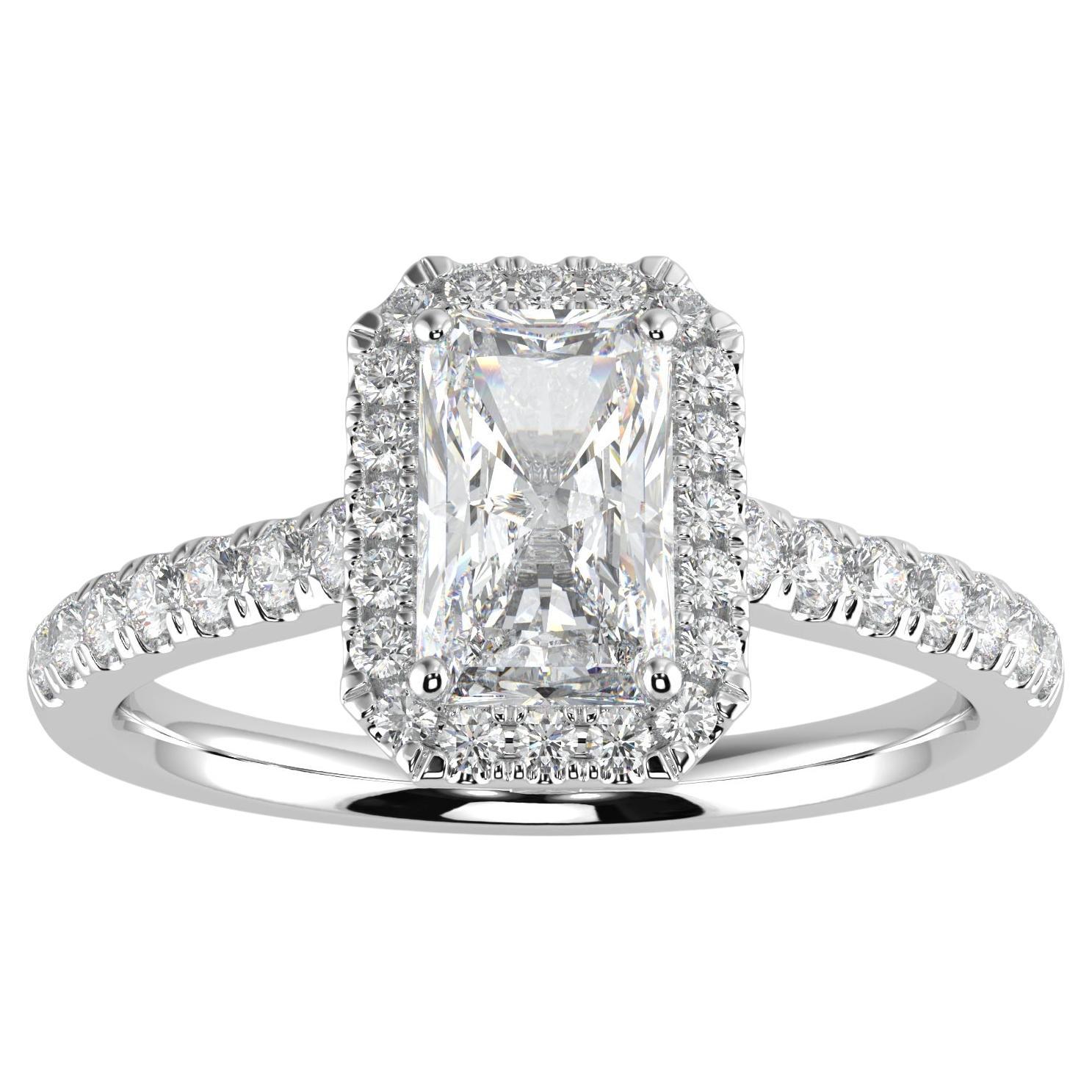 1ct Diamant naturel G-H Color SI Clarity Perfect Design Radiant Shape Halo Ring (bague de halo de forme rayonnante) en vente