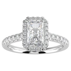 1ct Natural Diamond G-H Color SI Clarity Perfect Design Radiant Shape Halo Ring