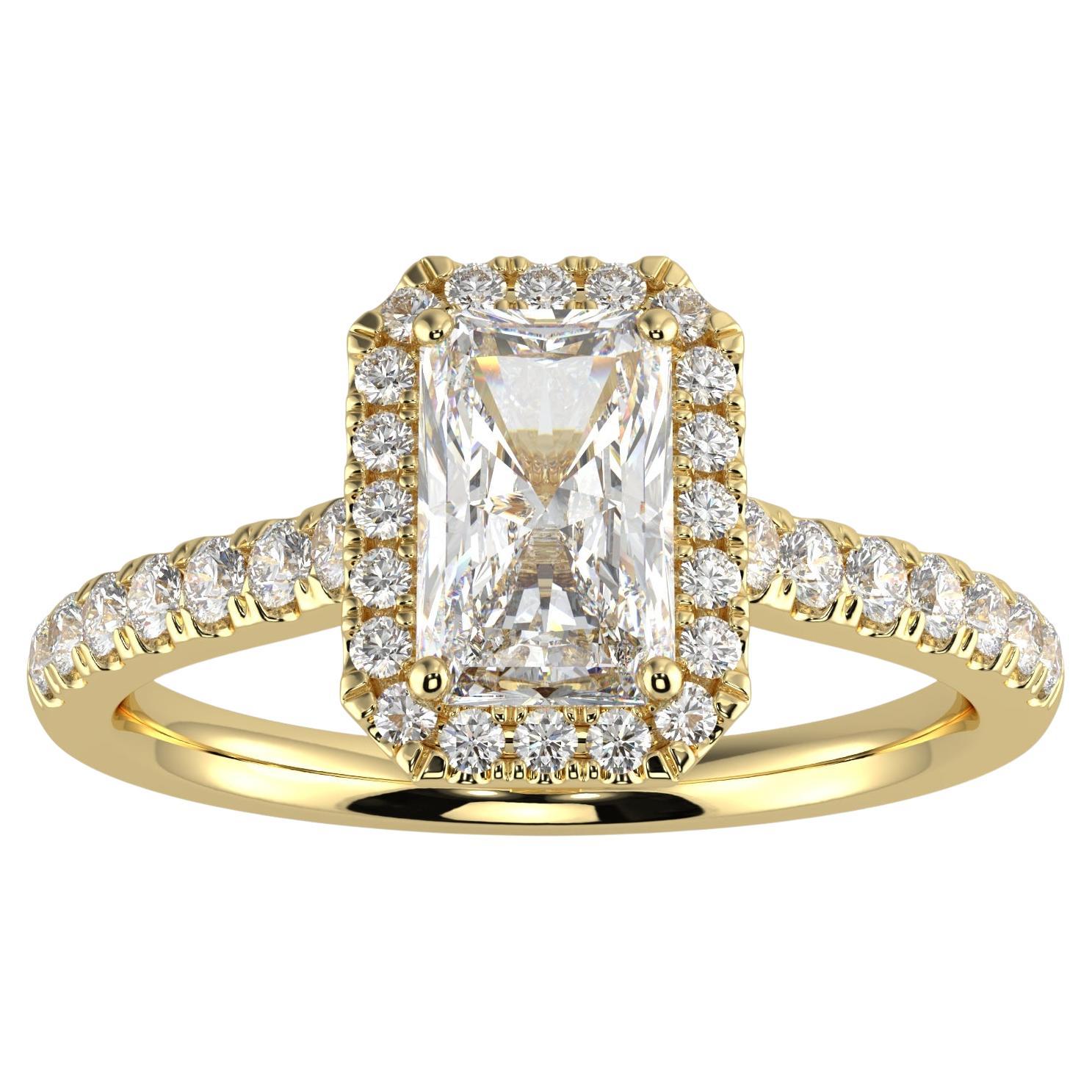 1 ct Diamante Natural G-H Color SI Claridad Diseño Perfecto Anillo Halo Forma Radiante
