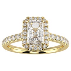 1 ct Diamante Natural G-H Color SI Claridad Diseño Perfecto Anillo Halo Forma Radiante